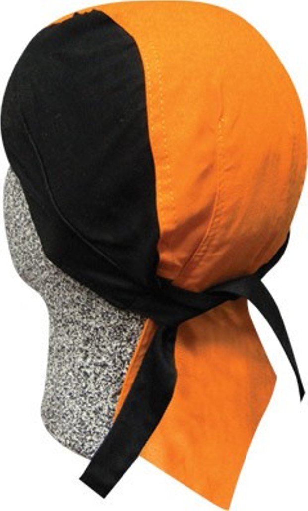 Black Orange Capsmith Select Head Wrap Doo Rag Biker Skull Cap with Sweatband Durag