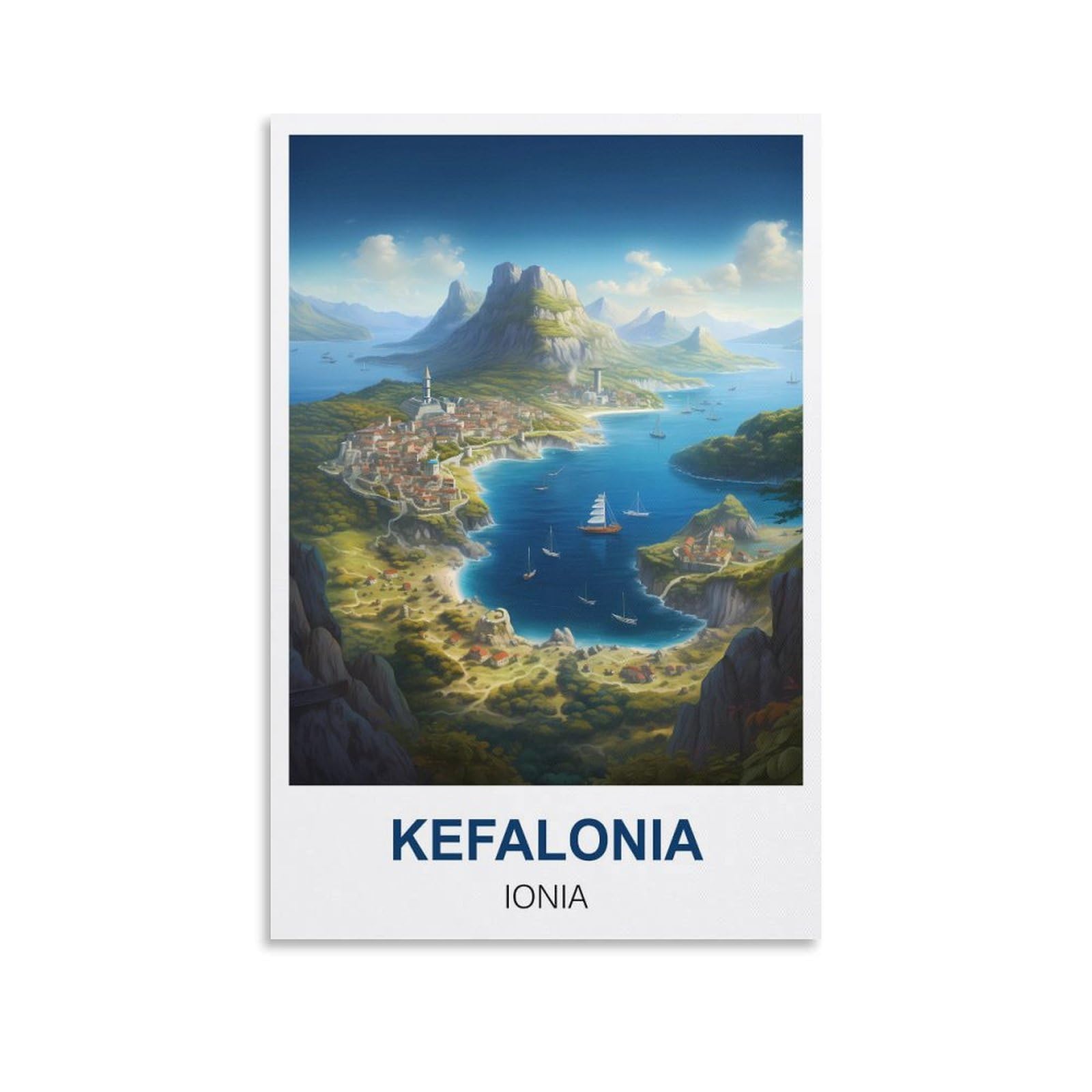 EZMLFA 5D Diamond Art Kits for Beginner,Kefalonia Ionia,Diamond Art House DIY Diamond Art Kits for Home Wall Decor 40x50cm