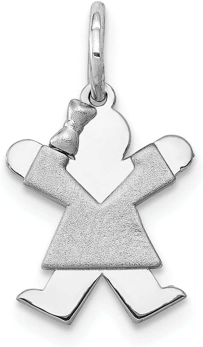 Saris and Things 14k White Gold Mini Girl Charm Pendant