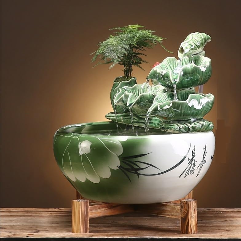 Water Fountains Indoor Tabletop Fountain Chinese Style Water Fountain Office Living Room Ceramic Fish Tank Ornaments Tabletop Fountain