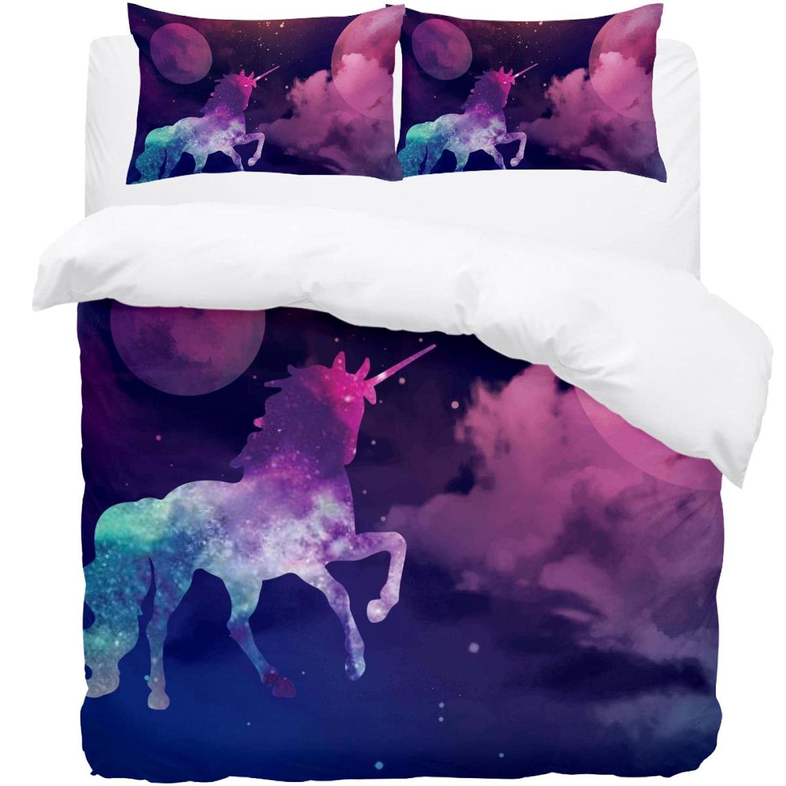 Parure de lit licorne galaxie avec taies, idée cadeau d'anniversaire enfant
