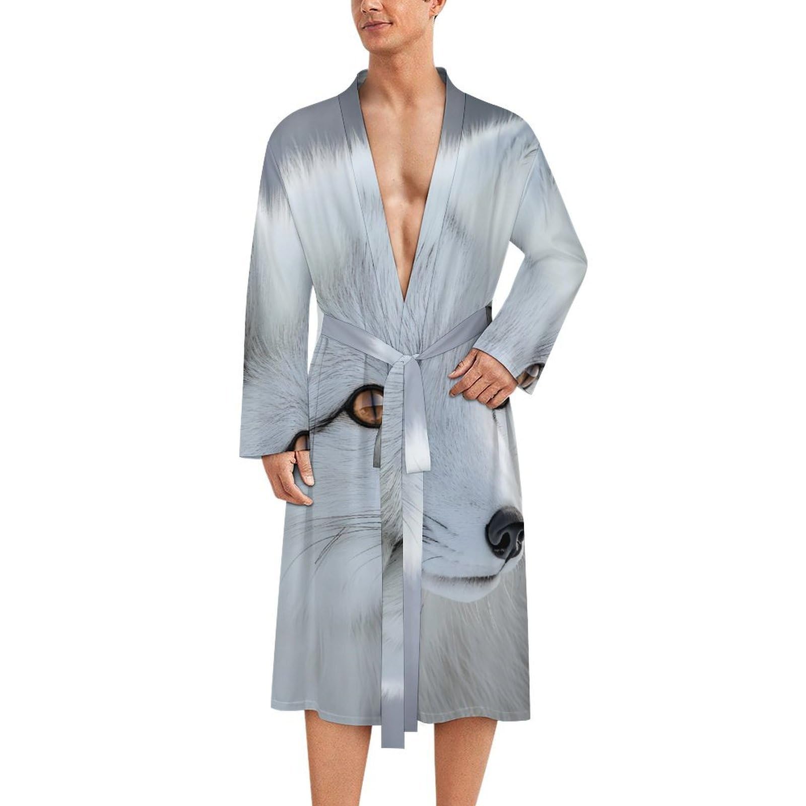 Bata de baño para hombre de manga larga suave ropa de dormir con acabado premium 8