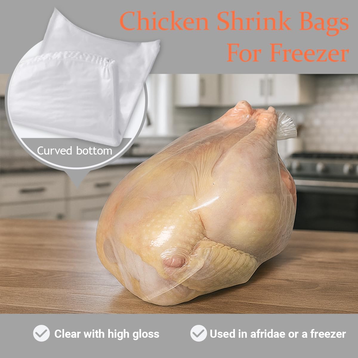 Poultry Processing Kits, Include Medium Size Chicken Cone, 50 Pack Poultry Shrink Bags, A Lung Scraper of Chicken Processing and A Pair of Gloves, Convenient for Chicken Processing