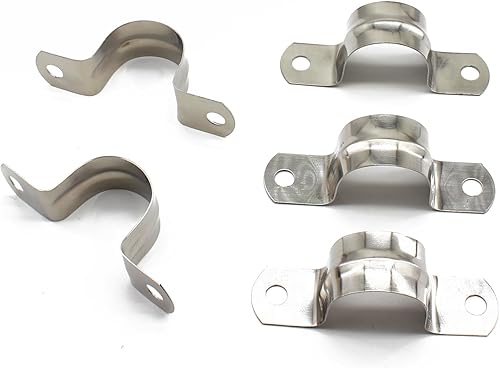 Miniatura 11 de 50 PCS M14 0.55 pulgadas dos agujeros U tubo abrazadera de correa, abrazadera de tubo de acero inoxidable U abrazadera de tubo