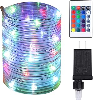 Fairy Lights Plug in,Rope Lights with Remote,200 LED Mains Powered String Lights 66ft 16 Colors Waterproof IP68 Multi Color Twinkle Rope Tube Fairy Lights for Wedding Christmas Party Decorations