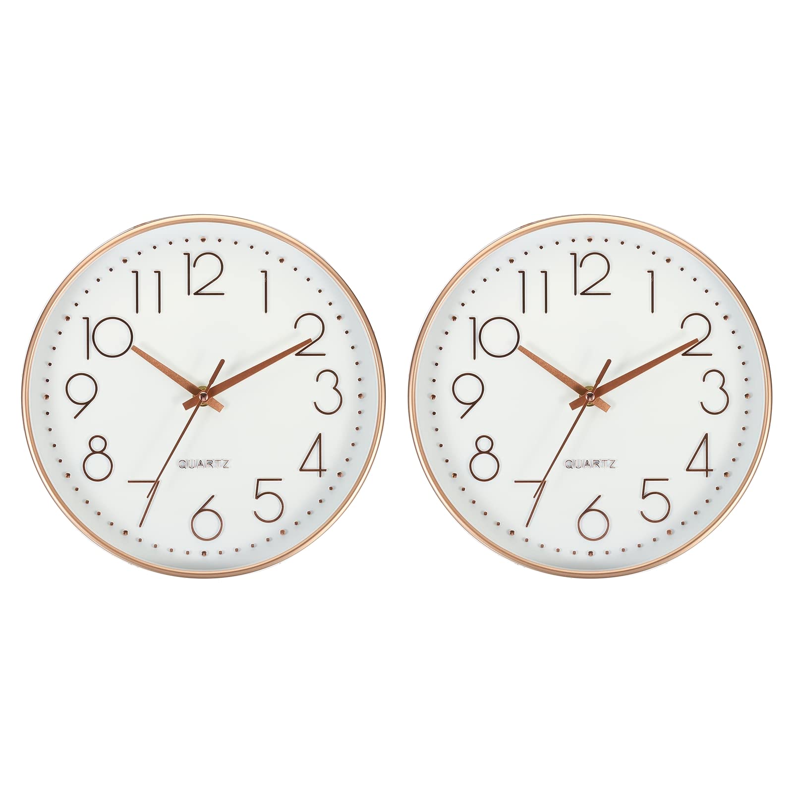 Horloge murale silencieuse blanche et dorée PATIKIL au mouvement quartz continu