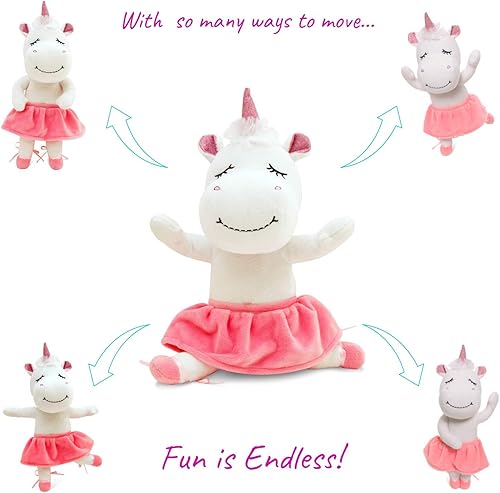 Miniatura 3 de Animal de peluche de unicornio para niñas, lindo regalo de unicornio bailarina, grande, 14 pulgadas, juguete de peluche rosa listo para regalar