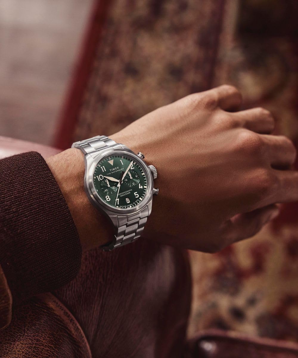 Timex Waterbury Ace TW2Y19000 - Orologio al quarzo da Uomo, 41 mm, cinturino in Pelle Marrone Con quadrante Nero e cassa in Acciaio INOX