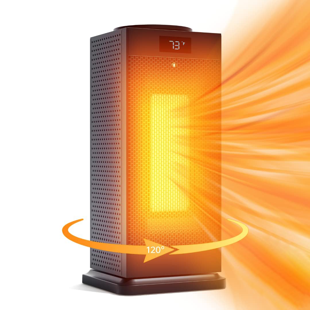 Space Heater, 1500W Electric Portable Heater with Thermostat, Fast Quiet Heating Features with 12H Timer, Remote, Overheating & Tip-Over Protection, 120° Oscillation Heater for Office Bedroom