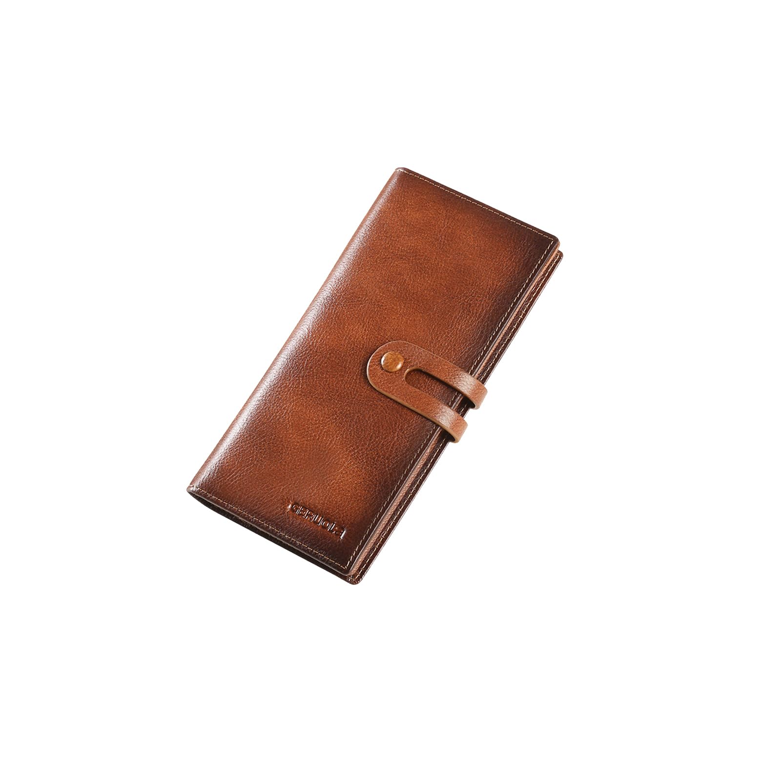 Cartera de Hombre Billetera Cuero Cartera con Protección RFID Tarjetero Monederos Larga Wallet con 12 Ranuras para Tarjetas Marrón