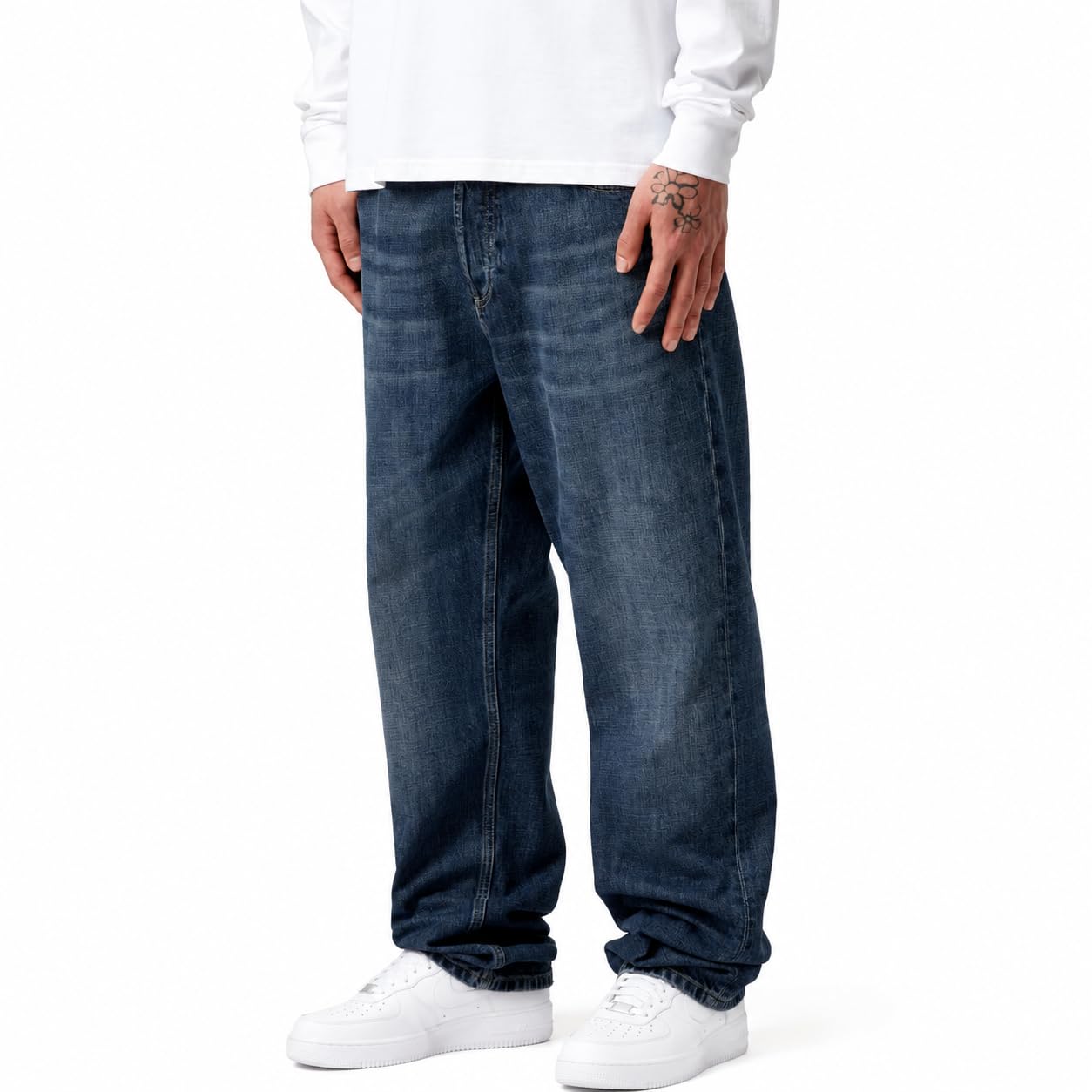 Carhartt WIP Men's Marlow Pant Edgewood Blue Denim Dark Used Wash