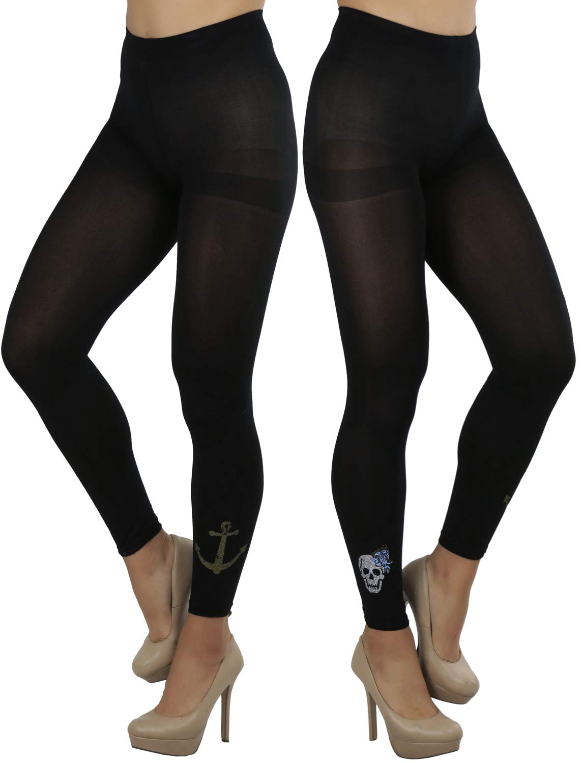 ToBeInStyle Women's Opaque Ankle Long Nylon Footless Fun Tights Pantyhose