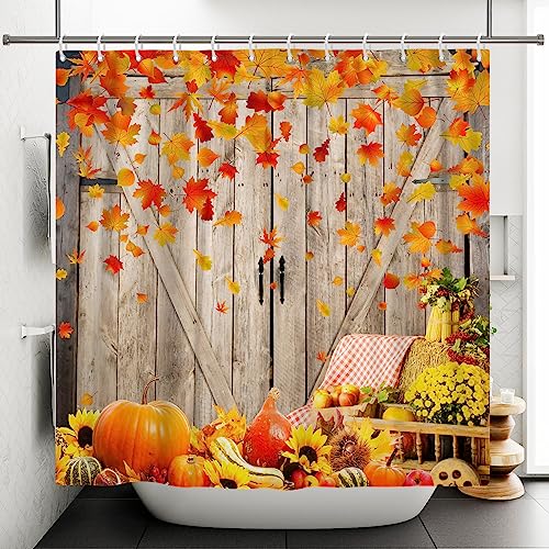 ASDCXZ Leaves Shower Curtain 180x180 cm, Waterproof Fabric Shower Curtains