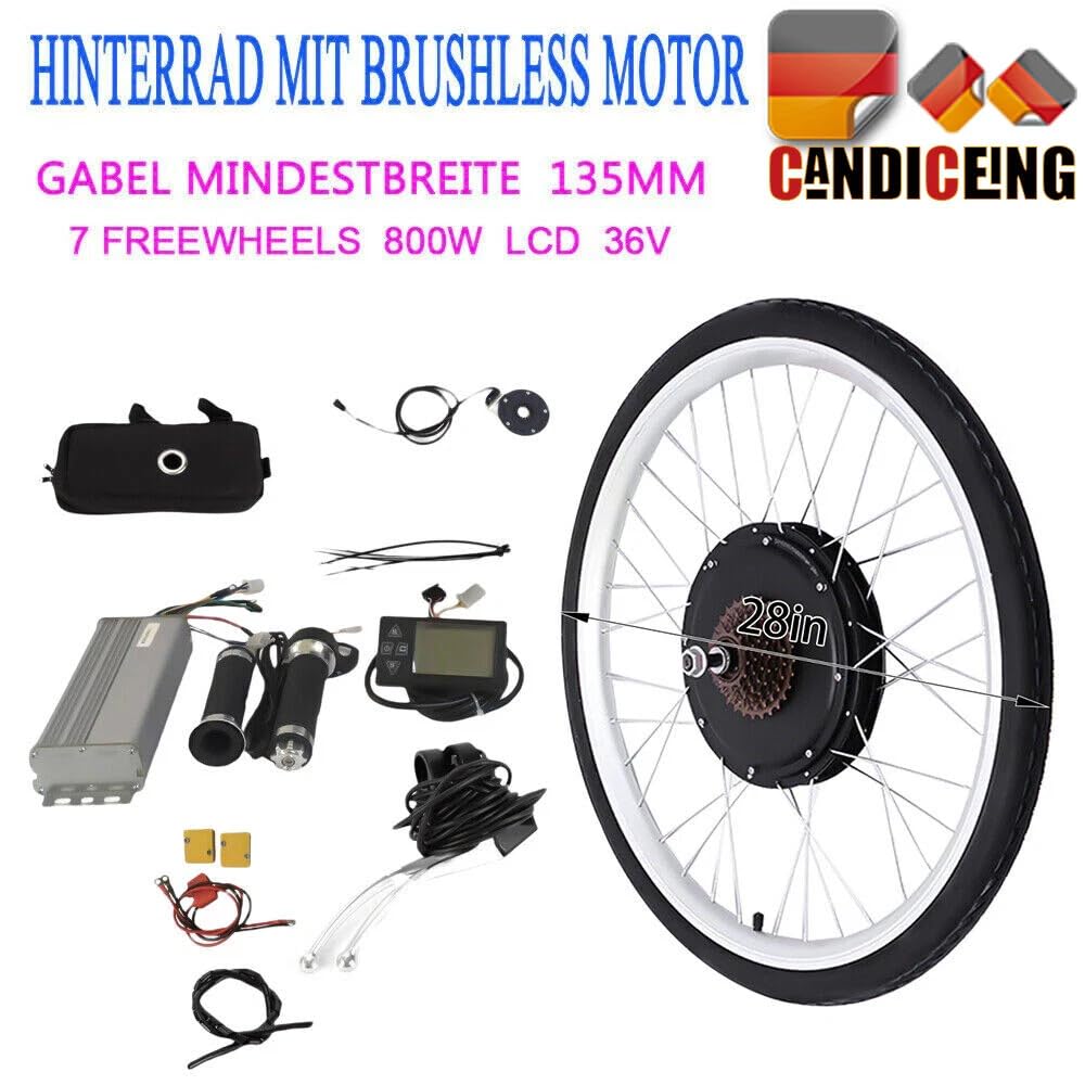 Kit de conversion de vélo électrique 500/800 W 28" pour roue arrière, moteur moyeu de conversion pour vélo électrique (800 W)