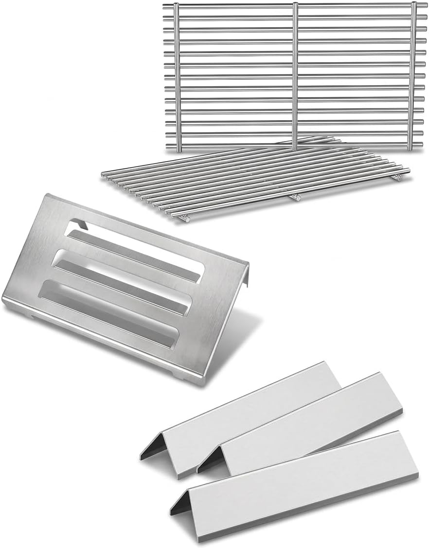QuliMetal 67060 Heat Deflector 15.3" Flavorizer Bars & 17.5" Grates Grill Parts for Weber Spirit E210, E220, S210, S215, Spirit 200 & GS4 Spirit II E210, Spirit II E220 Series with Front Control
