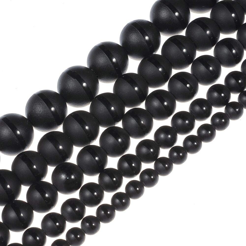 10MM Natural Stone Beads Round Black Matte Onyx Black Line Agata Beads for DIY Jewelry Making Necklace Bracelet - Image 2