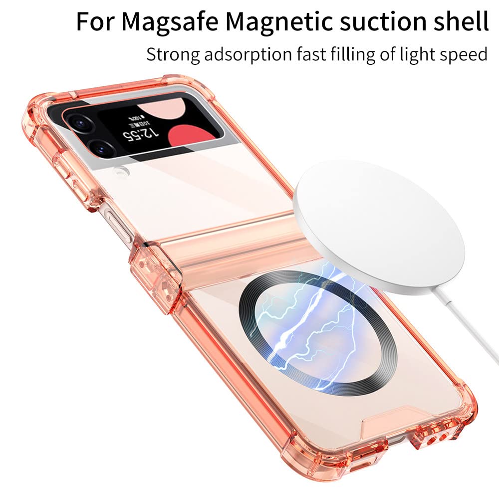 para Samsung Galaxy Z Flip 5 4 3 Estuche de Carga inalámbrica magnético Estuche rígido con bisagras Plegables Transparentes Coloridos, Negro, para Galaxy Z Flip 5