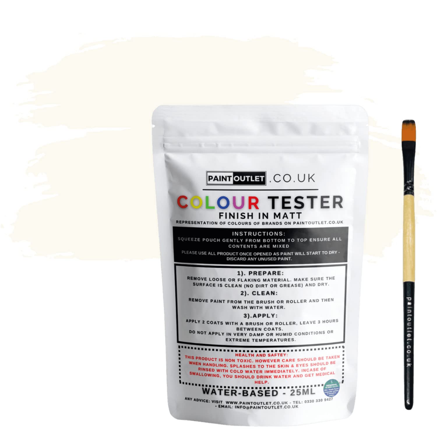 HQC Paint Wall and Ceilings Matt | Sample Colour Tester Pot with Brush | Quick Drying Quality Interior Paint | Contemporary Finish | White Colour 25ml