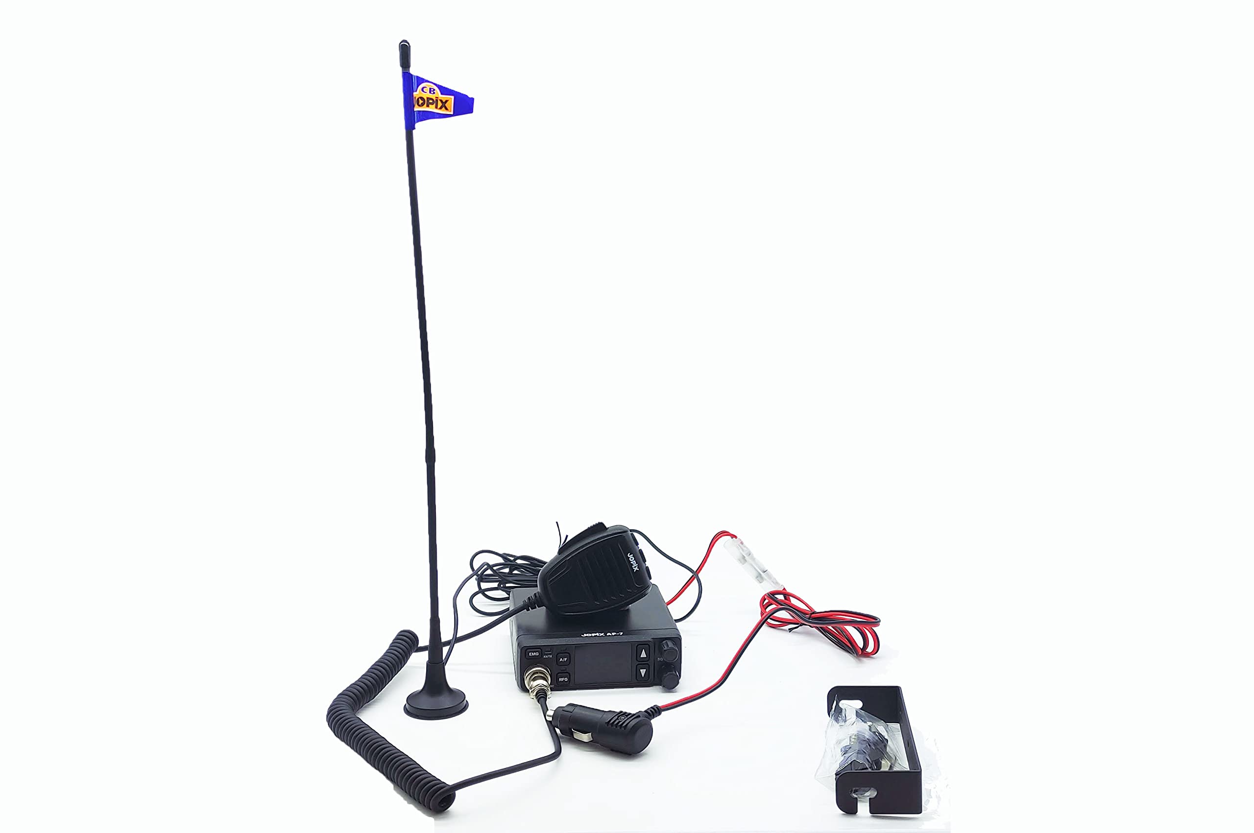 Jopix Ap-7 Kit Emisora Móvil CB 27 MHz y Antena Magnética, Multinorma Am/FM, 12V/24V, ASQ