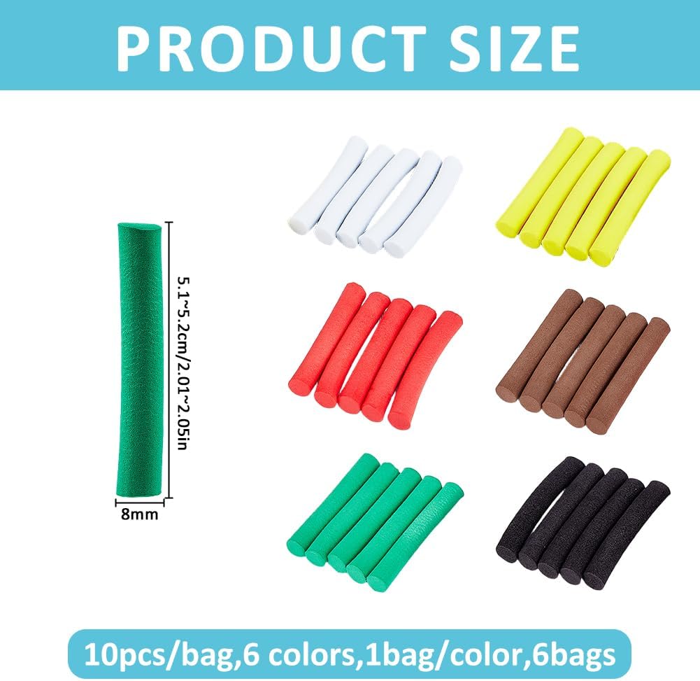 SUPERFINDINGS 60Pcs 6 Colors Fly Tying Foam 3/5/8mm Diameter Parachute Post Foam Cylinders Fishing Floating for DIY Fly Tying Materials Crafting Fishing Floats,52mm Long