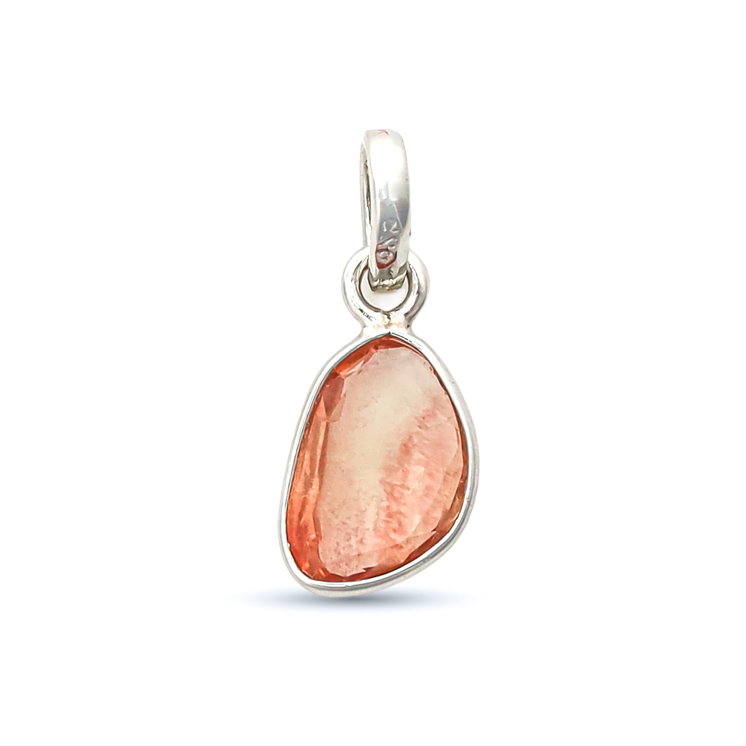 Pendentif pierre de soleil d'Oregon taillée en rose argent - 7