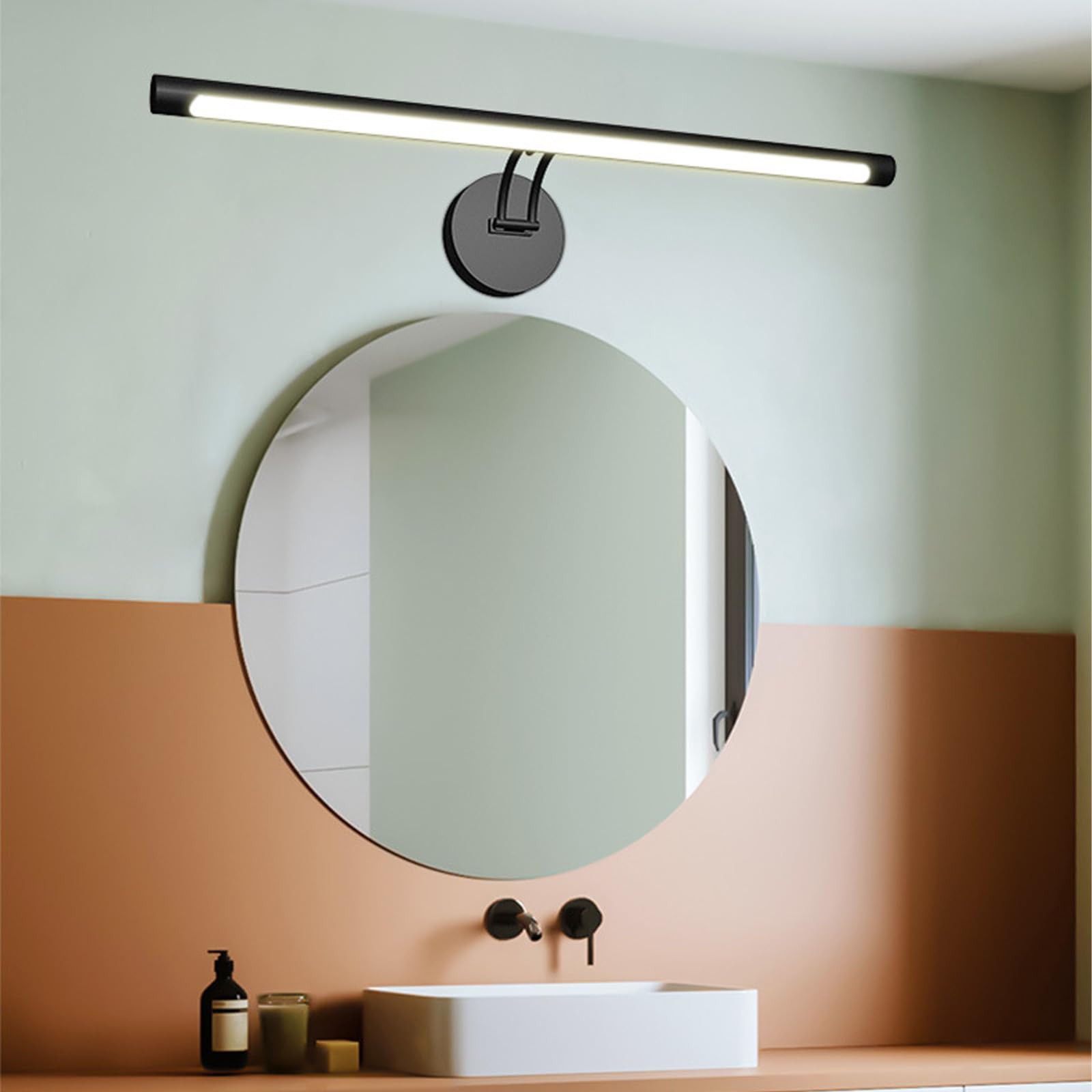 Luce da Specchio Bagno LED Ricaricabile Applique da Parete con Controllo Touch 3 Temperature di Colore Iluminazioni per Pareti 240° Girevole Lampada da Parete Camera da Letto Soggiorno (Nero,40cm)