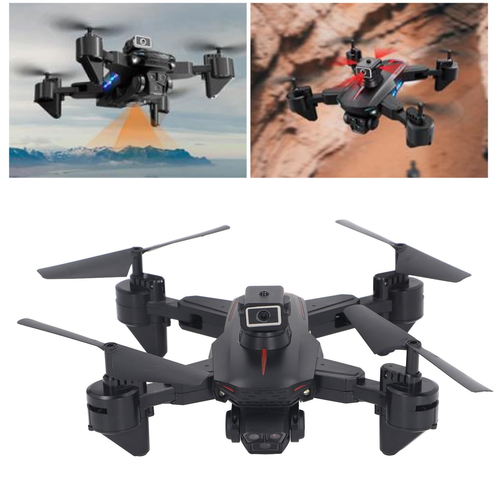 RC-Drohne, RC-Quadcopter mit 3 Kameras, 4K HD, 2,4 G WiFi, Vier-Wege-Hindernisvermeidung, Faltbare Drohne mit APP für Erwachsene, Kinder, Anfänger