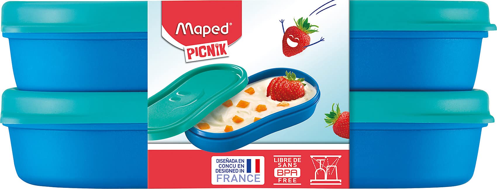Maped 870903 Concept Kids pudełko na przekąski dla dzieci, 2 x 150 ml, niebieskie, 2 x 150 ml