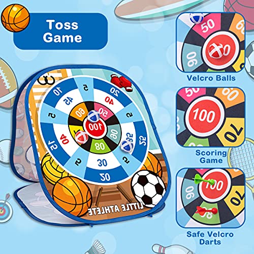 3 In 1 Bean Bag Toss Game Set For Kids, Outside Toys For Kids Toddlers Ages 3-5 4-8 4-7, Collapsible Cornhole And Dart Board With 8 Bean Bags, Crab & Turtle Themed, Birthday Gift For Boys Girls #TOP2