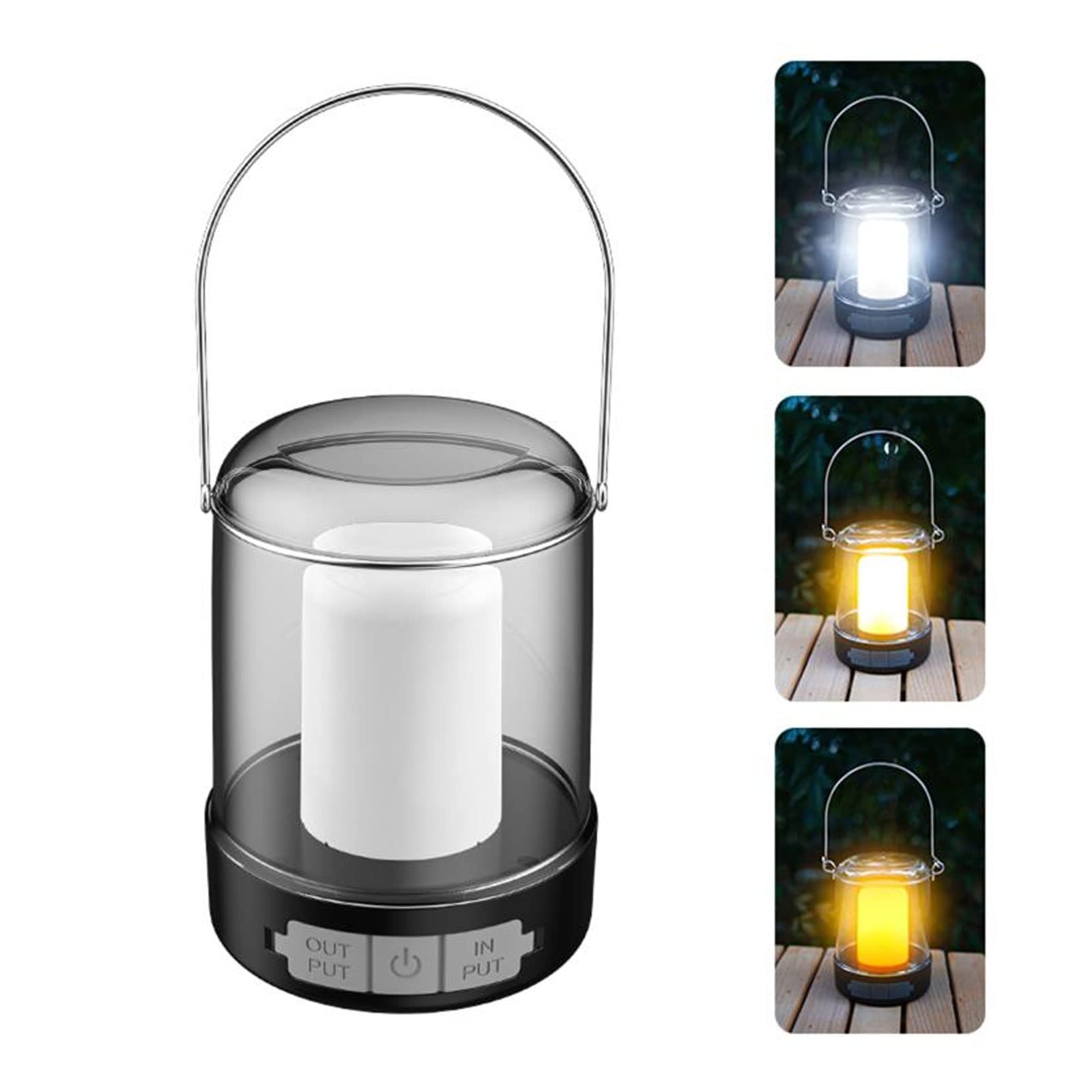 Latarnia kempingowa, lampa kempingowa LED, wielofunkcyjna przenośna lampa awaryjna na zewnątrz, światło płomienia 3 tryby oświetlenia do ogrodu Patio na kempingu