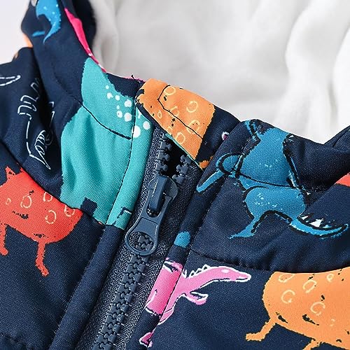 Toddler Boys Girls Winter Hooded Cartoon Printed Top Long Sleeve Zipper Padded Thick Jacket Kids Coats Girls2