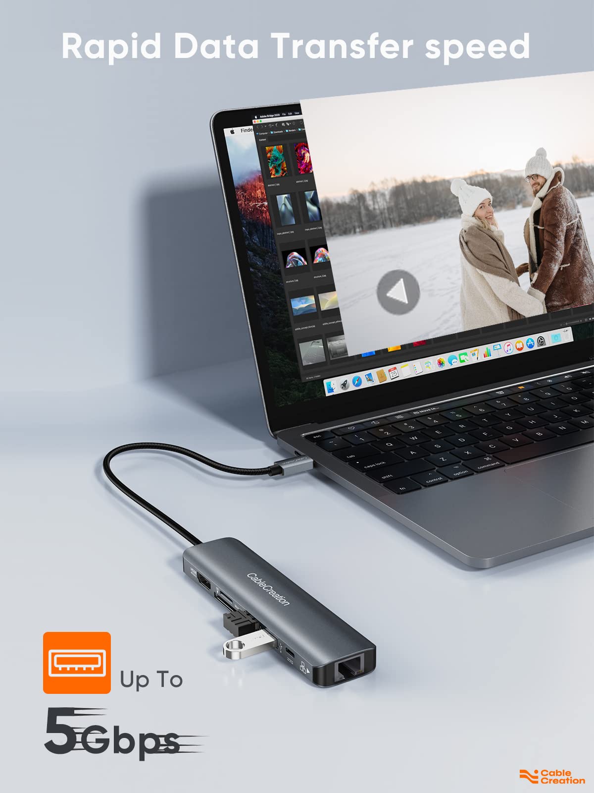 CableCreation USB C Hub,7 in 1 Multiport Adapter mit HDMI 4K 60Hz,Ethernet 1Gbps, 100W PD, SD, MicroSD Kartenlerser, 2xUSB 3.0, Docking Station für MacBook Pro, iPad Pro, iPad Mini 6 und mehr (CD8021)
