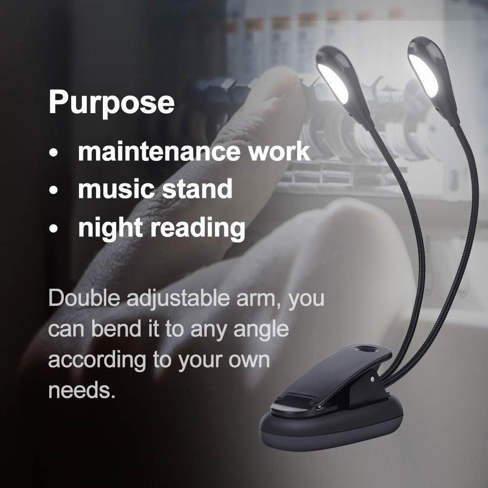 Lampada da Leggio, Doppio Braccio Regolabile LED Portatile, Lampada Studio per Ufficio Letto Studenti Lettura Notturna