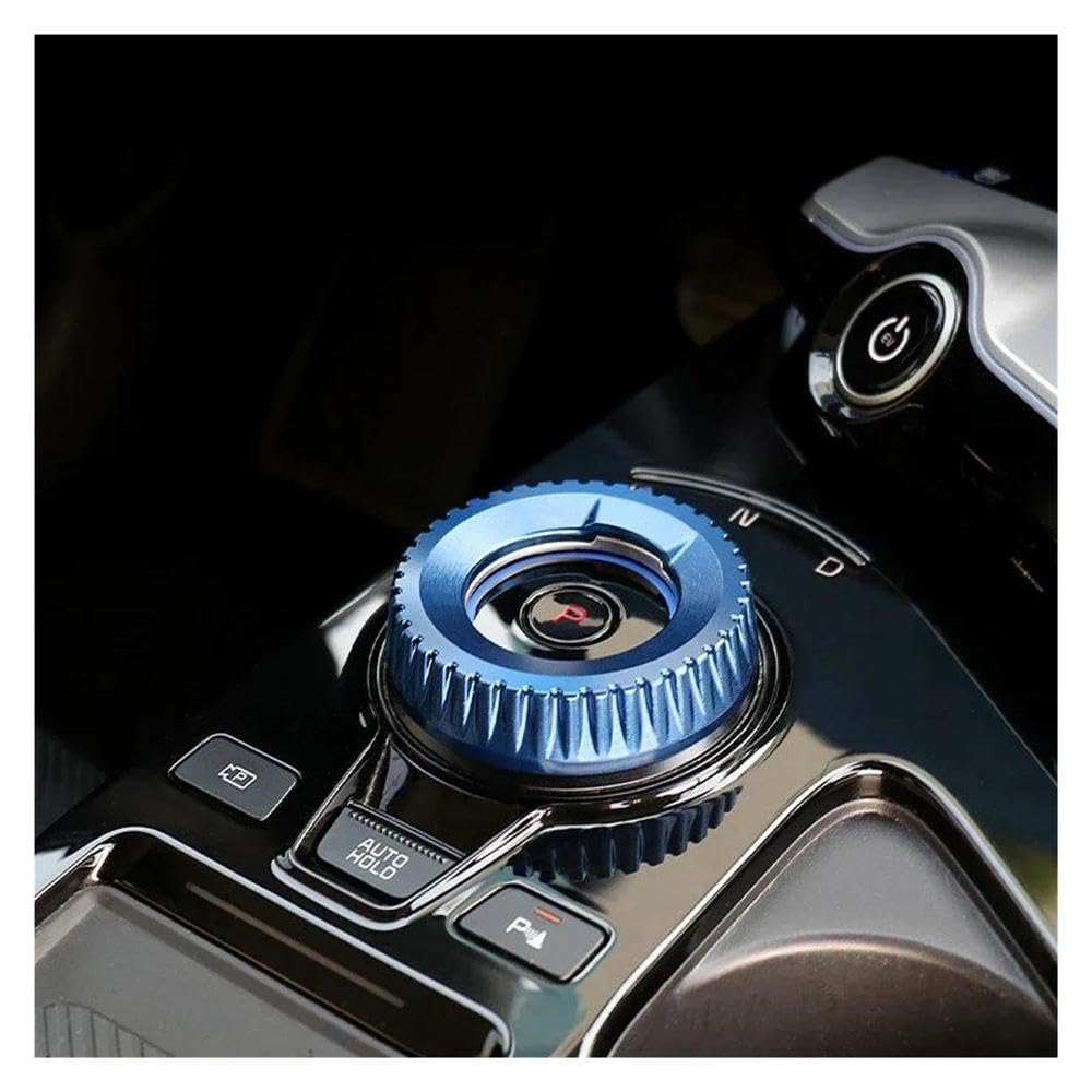 HYASDBWE Aluminum Central Gear Shift Knob Ring Cover Shift Gear Trim for Kia for Sportage NQ5 for Seltos 2022-2024 Gear Shifter Parts(Blue)