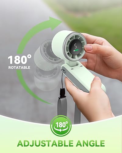 Vista 8 de Ventilador de Mano Portátil Turbo, 5 Velocidades de Viento, Operado con Batería, Hasta 12 Horas de Funcionamiento, Ventilador de Mano 3 EN 1