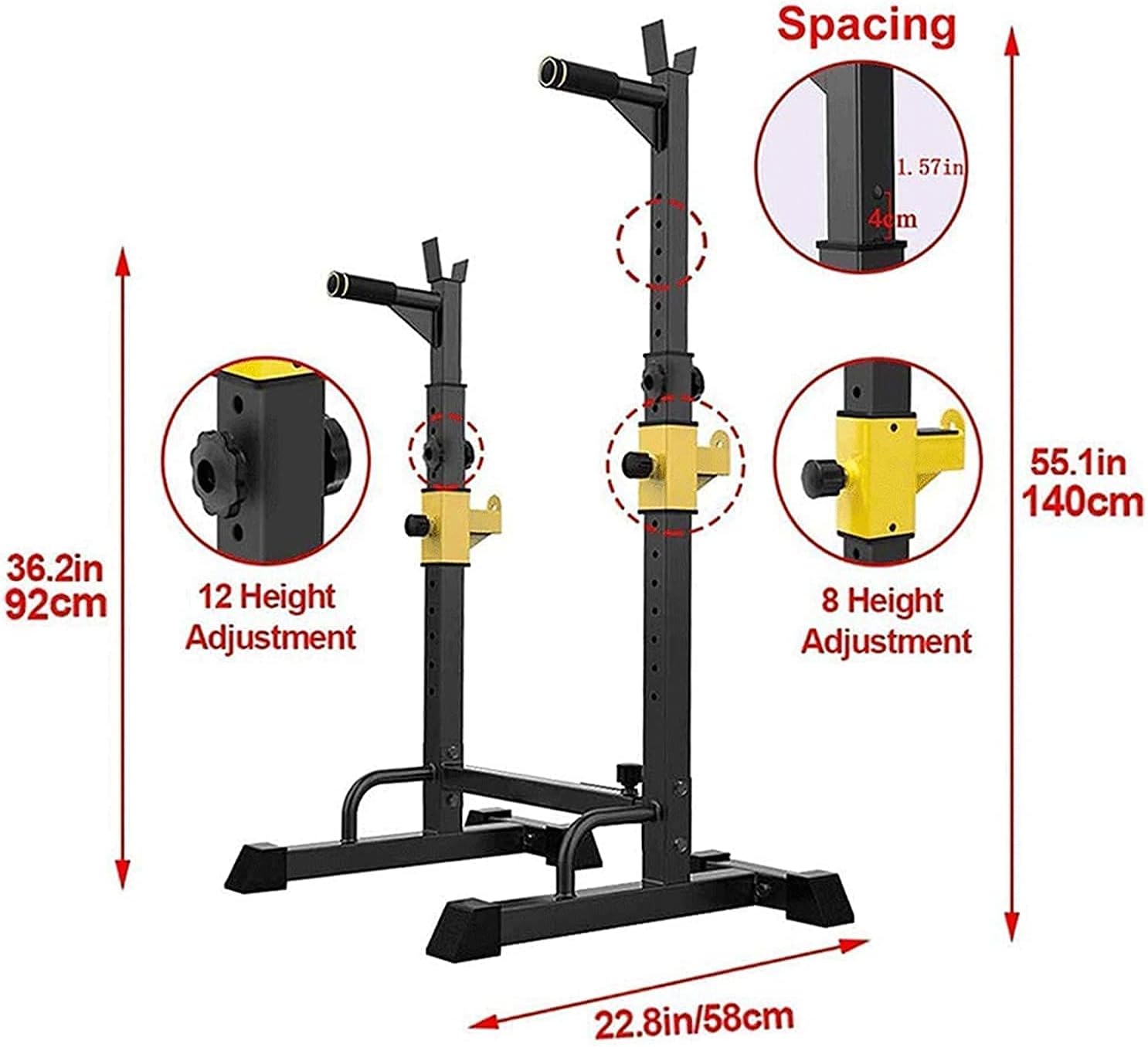 Squat Rack Dipping Station Barbell Rack Dip Stand Fitness Bench Press for Strength Training Workout Free Bench Press 550lbs Max Load