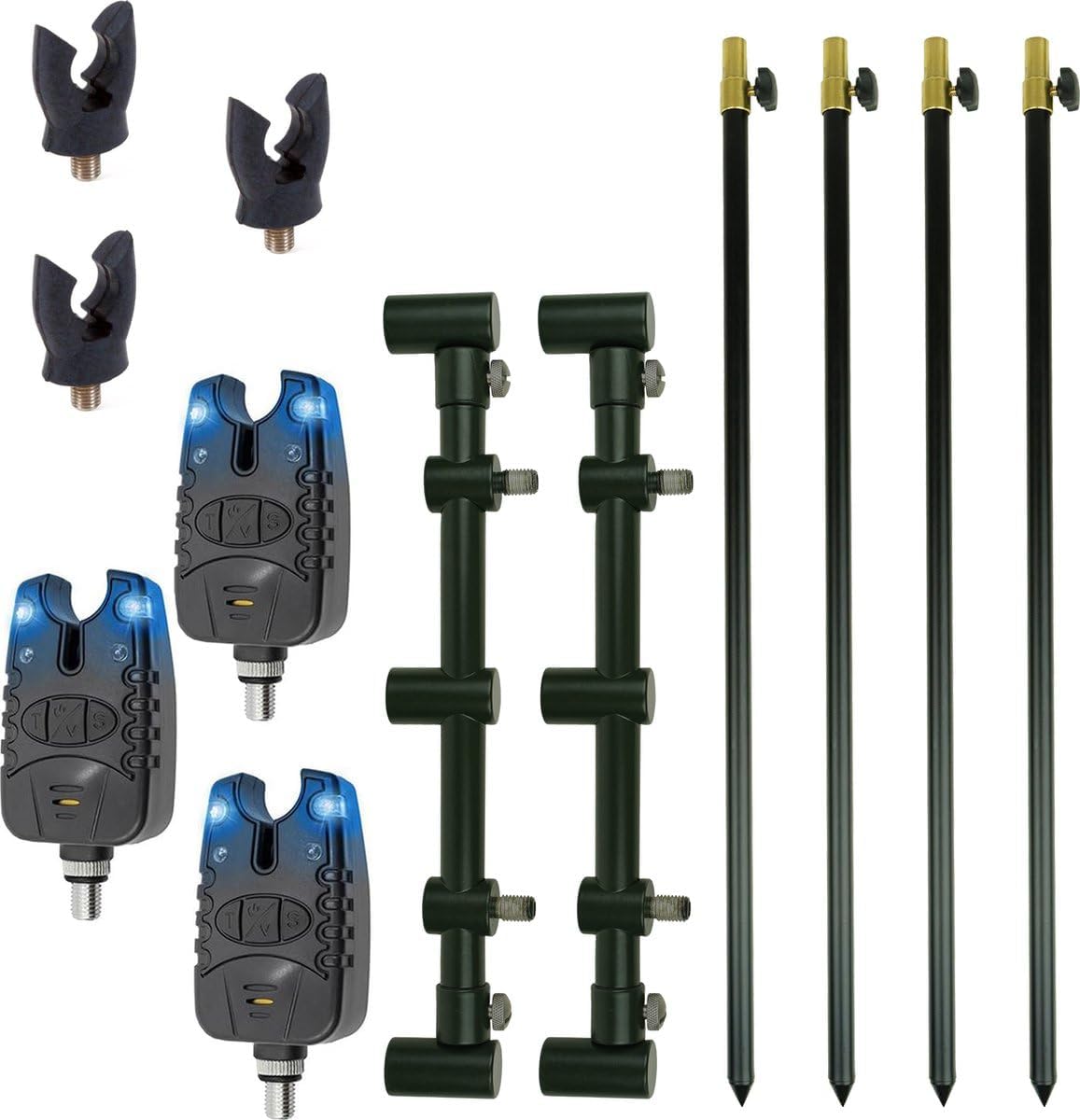 Goalpost set 2 Rod Complete - Banksticks - Buzzerbars - Bissanzeiger - Angelrutenstütze - Karpfen (Adjustable 3-Rod)