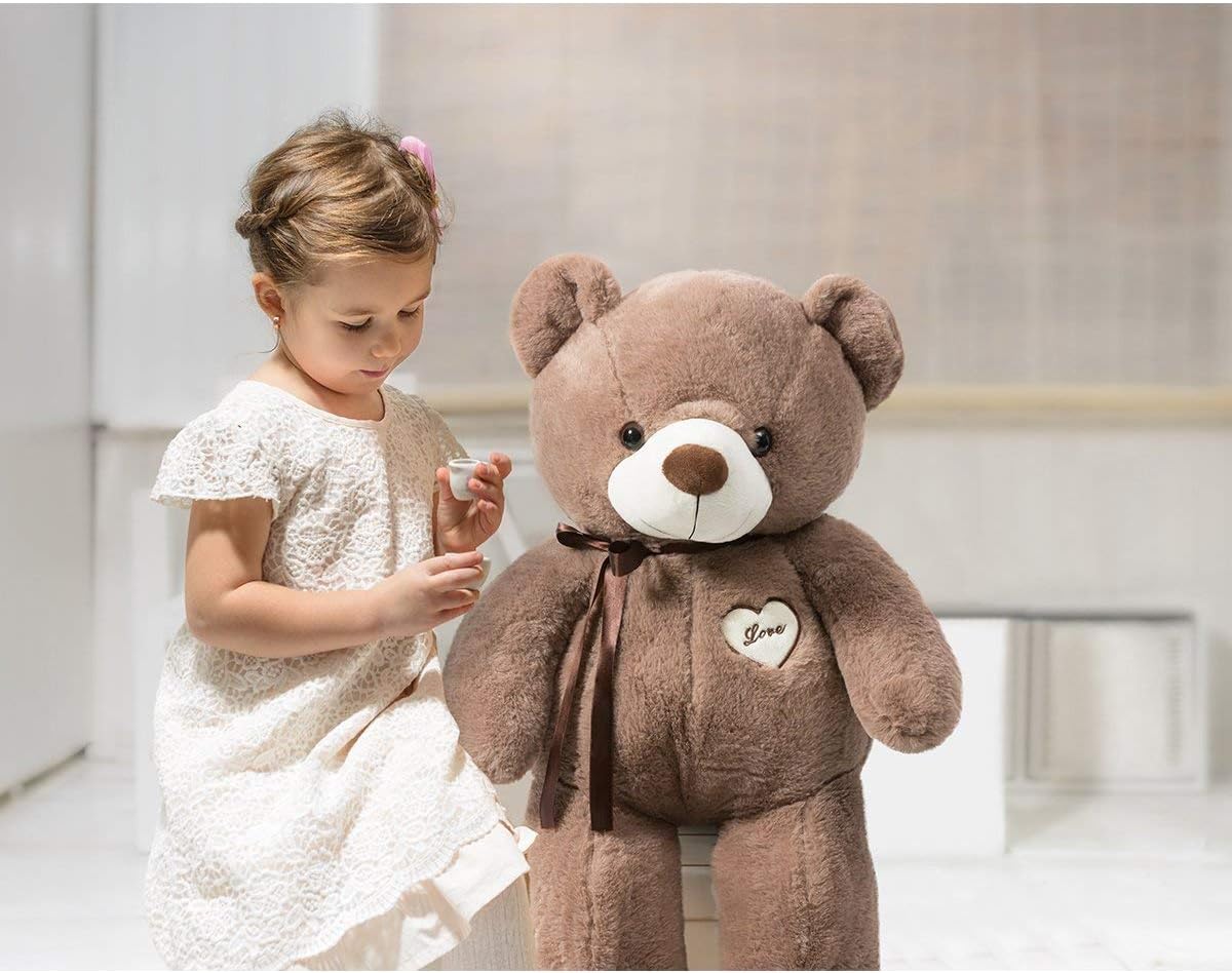 Teddy Bear Stuffed Animals Super Soft and Sweet Love Plush Bear Toy 32" Chocolate by iBonny