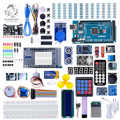 ELEGOO Mega R3 Kit de Démarrage Ultime Le Plus Complet avec Manuel d'Utilisation Français pour Débutants et Professionnels Compatible avec Arduino IDE
