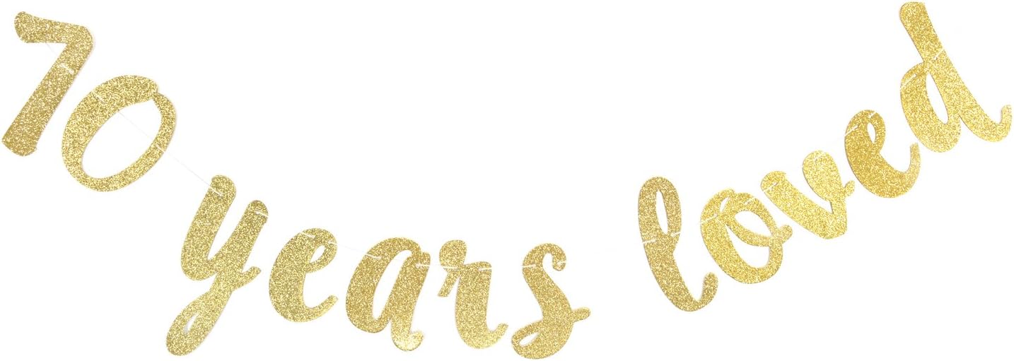 70 Years Loved Banner - Happy 70th Birthday / Wedding Anniversary Party Decorations