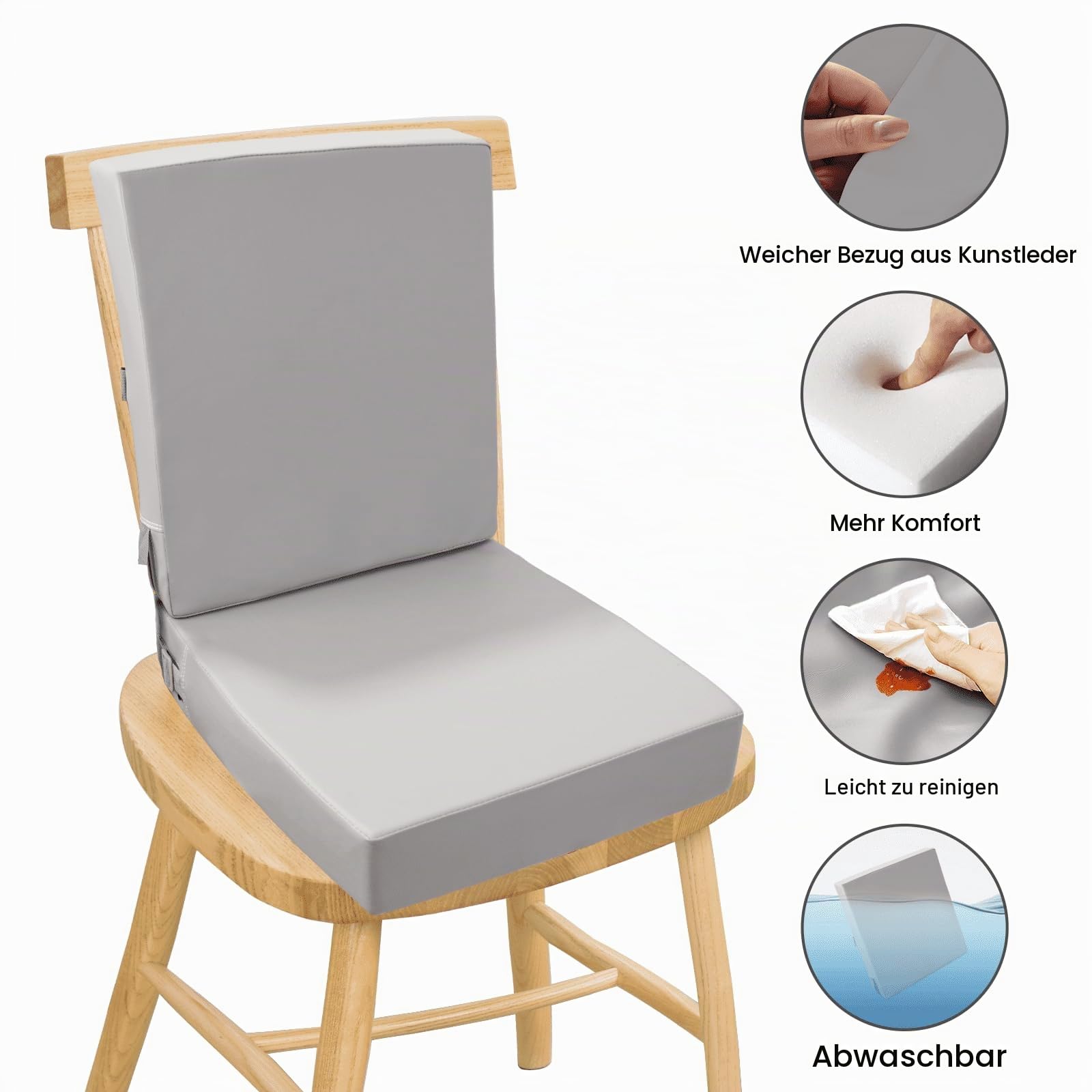 Sitzerhöhung Stühle Kind für Den Tisch, PU waschbar 2 Stücke Riemen Sicherheitsschnalle Kinder Booster Sitz für Esstisch, tragbare Reise Erhöhen Kissen für Stuhl