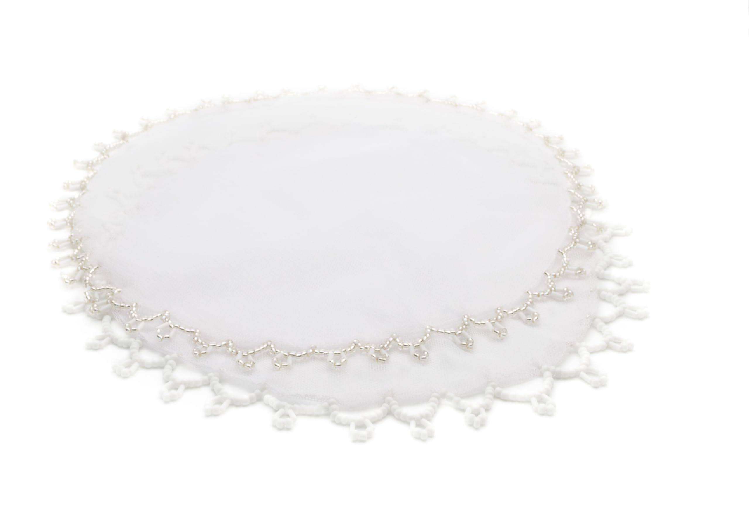 BillionHers Handmade Beaded Milk Jug Covers – Set of 2 Vintage-Style Net Food Covers for Jugs, Coffee Mug & Water Glass (Soft White Mesh) 22cm Diameter