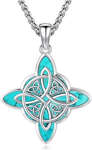 Eusense Joyería turquesa para mujeres y hombres, collar de turquesa de plata de ley 925, joyería occidental, hecho a mano