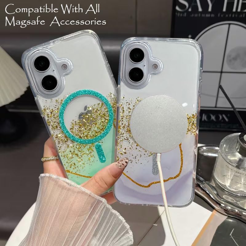 Image of mobistyle Compatible with iPhone 16 | Magentic Glitter Gradian Elegant | Camera Lens Protection Back Cover Case for Women Girls iPhone 16 (Grey)