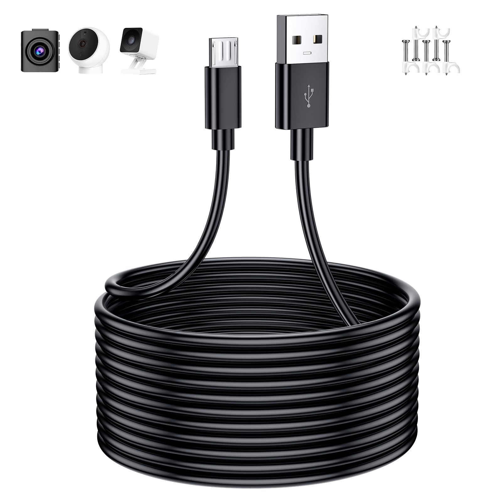 Amazon.co.jp: マイクロusbケーブル 3M micro usb 電源ケーブル 防犯 