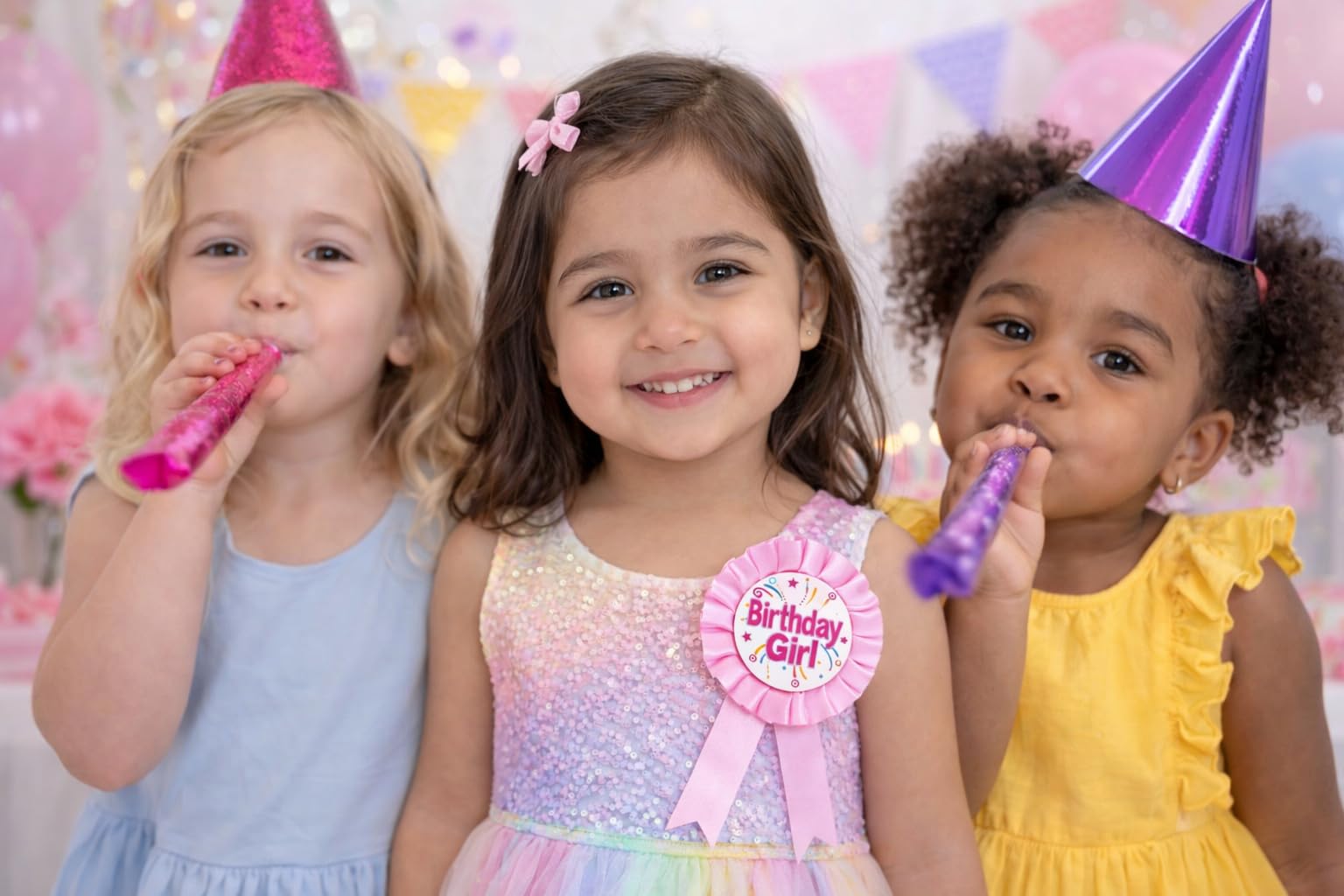 Fun Affairs Birthday Girl Badge Flower Design Party Favor for Girls Party Celebration & Decorations 1 Pc Pink 2