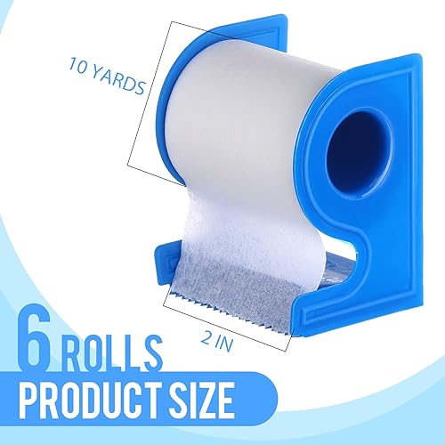 Miniatura 3 de 6 juegos de cinta de tela no tejida con dispensador de 2 pulgadas 10 yardas cinta de primeros auxilios cinta impermeable para piel sensible cinta