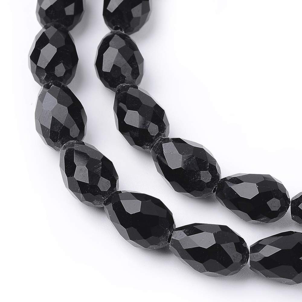 RUBYCA Perline Druk In Vetro Pressato Ceco – Cristallo Rotondo 8 Mm Con Venature – Black & White, 1 Filo (circa 98 Pezzi)