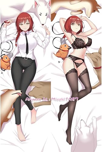MISAKI1987 Chainsaw Man Makima Anime Girl Dakimakura Hugging Body Funda de almohada 59.1 in x 19.7 in piel de melocotón (A)