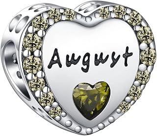 Abalorios Charms Colgantes de Piedra Natal de Plata de Ley 925 con Circonita Cúbica Pulseras de Corazón Originales Compatibles Regalo de Cumpleaños para Mujer